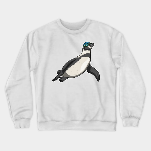 Penguin Swimming Swimming goggles Crewneck Sweatshirt by Markus Schnabel